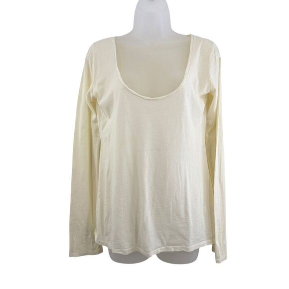 Nili Lotan Womens Pima Cotton Round Neck Pullover Top Ivory Small Long Sleeve - Picture 1 of 12